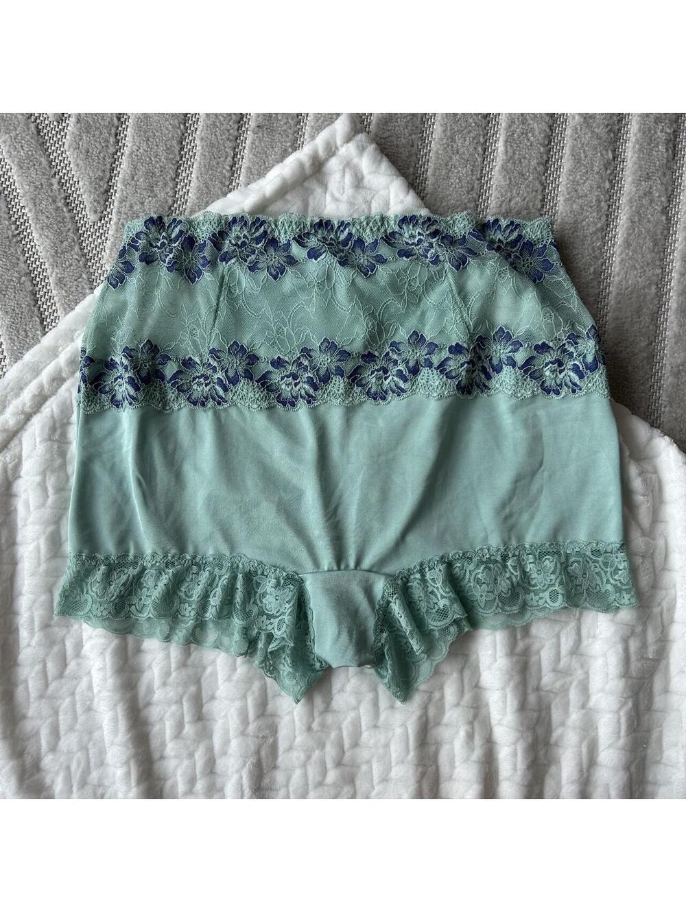 light blue lace bloomer shorts with blue floral lace trim #brandichou #floral